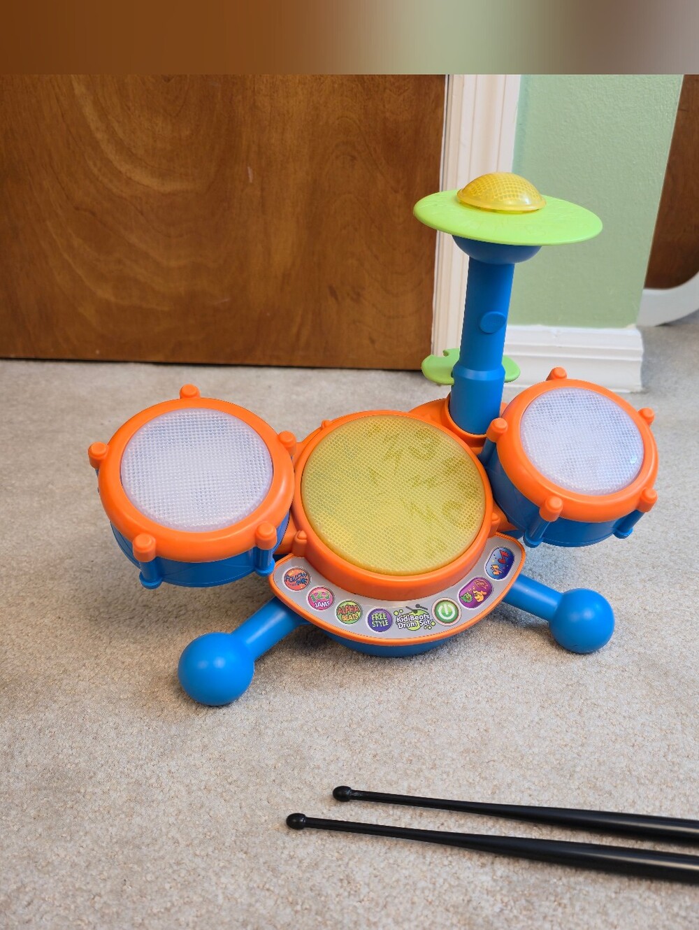 Vtech Kidibeats Kids Drum Set Orange with Drum Sticks Tested And Works!